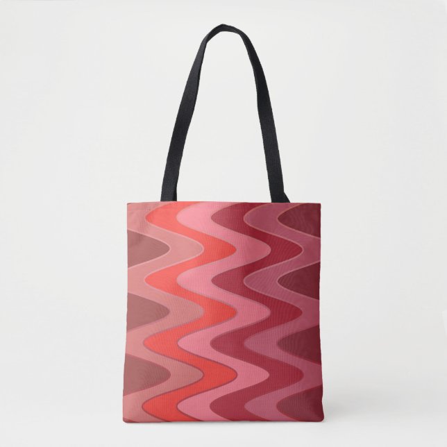 Tote Bag Sinus Waves motif - mélange rouge + vos idées (Devant)