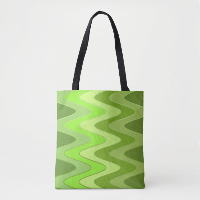 Tote Bag Sinus Waves motif - mélange vert + vos idées (Devant)