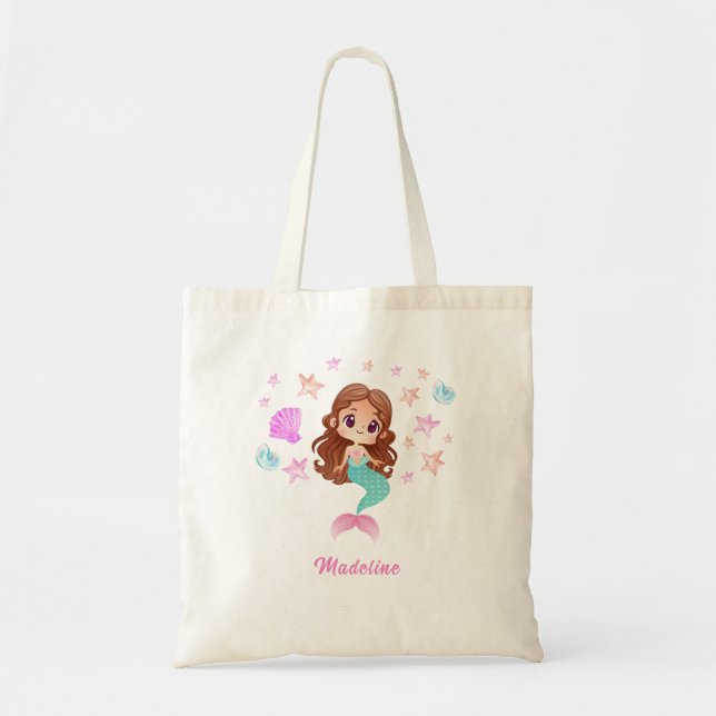 Tote Bag Sirène à cheveux foncé (Devant)