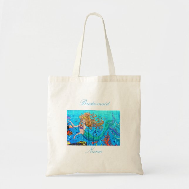 Tote Bag Sirène à queue bleue rousse (Devant)