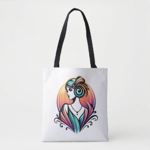 Tote Bag Sirène Art Déco vintage : Élégance vibrante du far