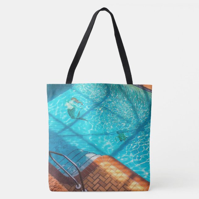 Tote Bag Sirène dans une piscine (Devant)