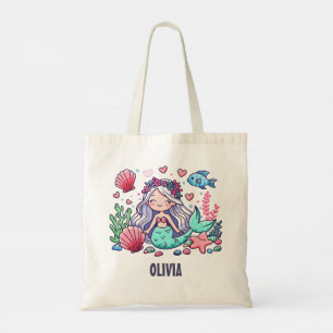 Tote Bag Sirène de dessin animé mignonne personnalisée