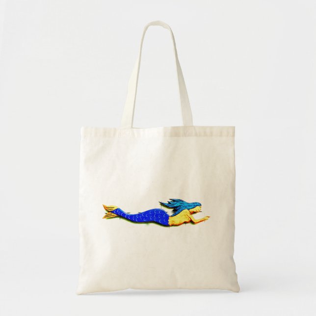 Tote Bag sirène de natation aux cheveux noirs (Devant)