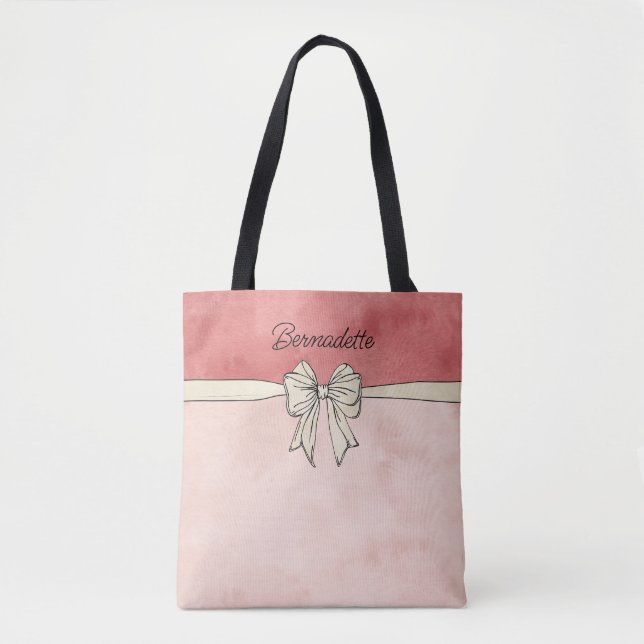 Tote Bag Sirène d'eau rose et crème (Devant)