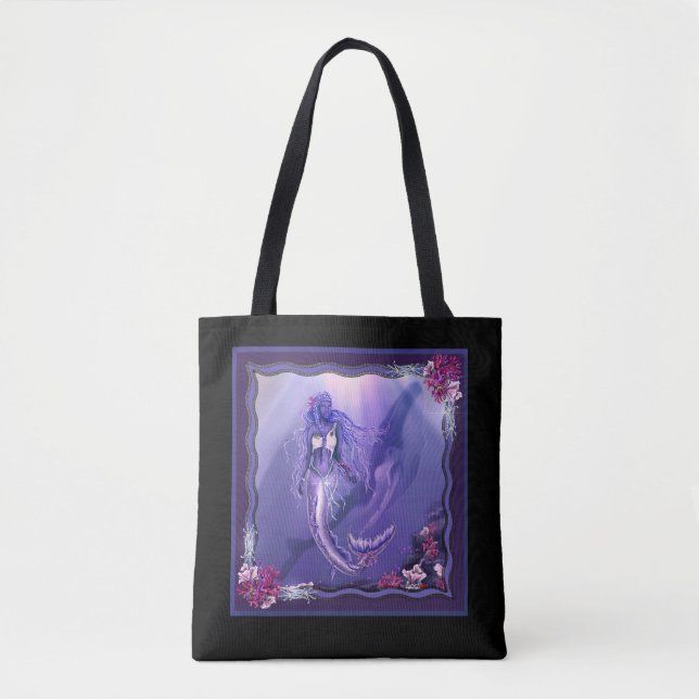 Tote Bag Sirène d'océan violet (Devant)