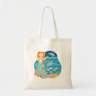 Tote Bag Sirène et dauphins sous la mer fête d'anniversai