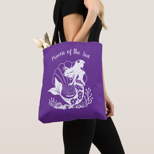 Tote Bag Sirène hawaïenne-Princesse de la mer-pourpre (De près)