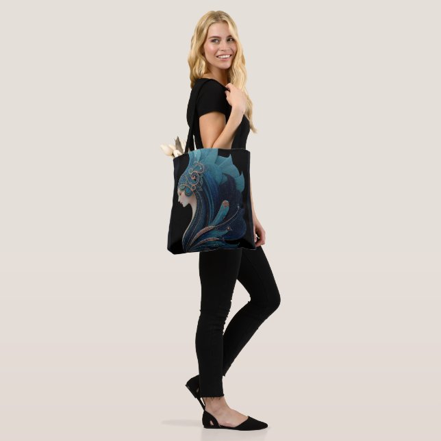 TOTE BAG SIRÈNE NOIRE #2 (Sur le modèle)