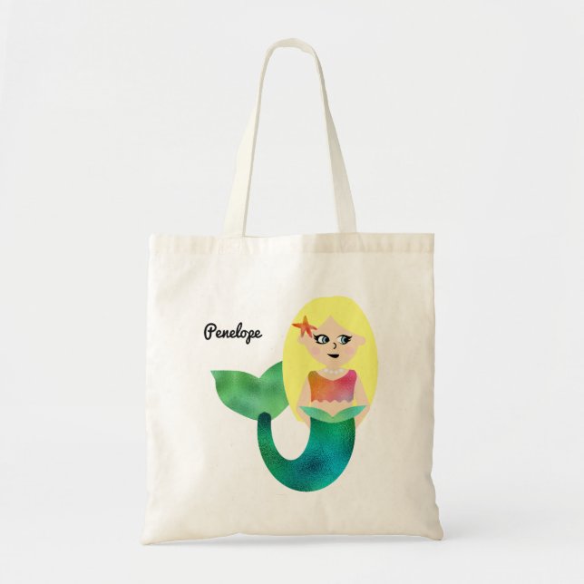 Tote Bag Sirène personnalisée adorable de blonde (Devant)