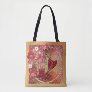 Tote Bag Sirène rouge "Vivian" sous-marin poisson tropical