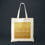 Tote Bag Sister Definition Script Gold Parties scintillant<br><div class="desc">Personnalisez votre soeur ou votre hermana spéciale (petite ou grande) pour créer un cadeau unique. Une façon parfaite de lui montrer à quel point elle est extraordinaire chaque jour. Conçu par Thisisnotme©</div>