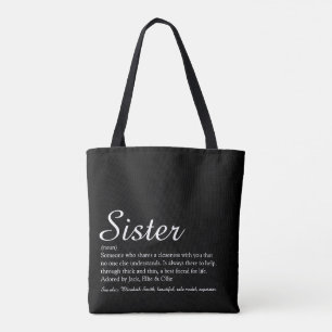 Tote Bag Sister Definition Script Modern Fun