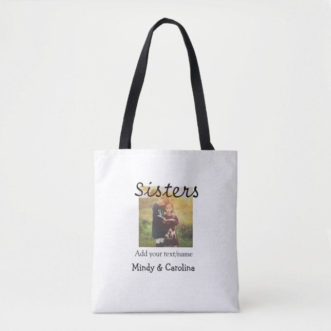 Tote Bag Sisters besties BFF ajouter nom de la photo nom fa (Devant)