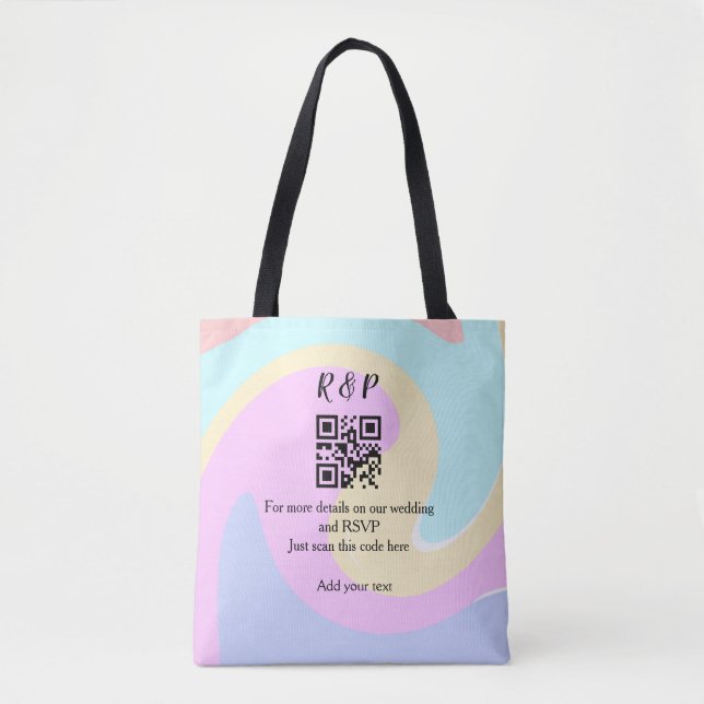 Tote Bag site web de mariage rsvp q r code ajouter nom text (Devant)