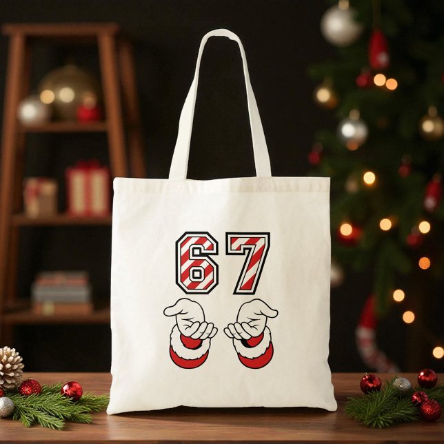 Tote Bag Six Seven 67 6 7 Mème de Noël drôle Vacances (Créateur téléchargé)