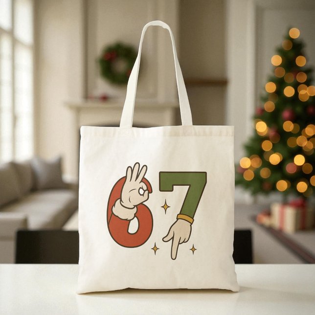 Tote Bag Six Seven 67 6 7 Santa Elf Noël Meme (Créateur téléchargé)