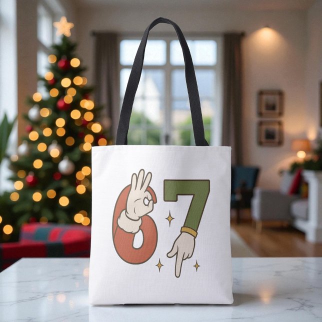 Tote Bag Six Seven 67 6 7 Santa Elfe Noël Mème (Créateur téléchargé)