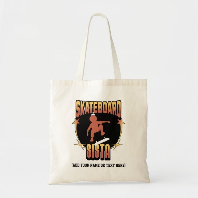 Tote Bag SKATEBOARD SISTA Afro Skateboard Nom personnalisé (Devant)