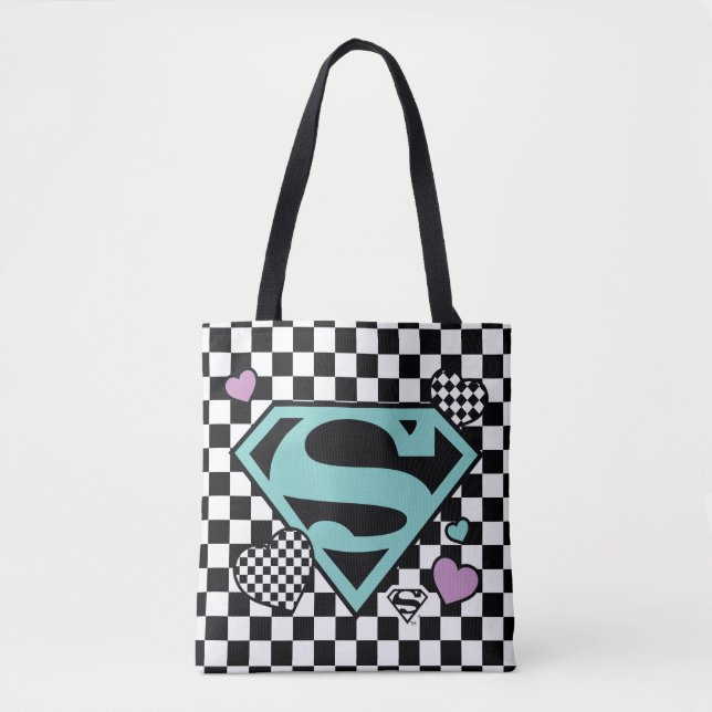 Tote Bag Skater Girl Supergirl Coeurs S-Shield (Devant)