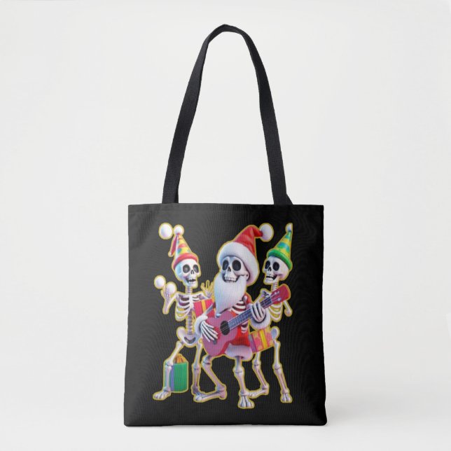 Tote Bag **Skeleton 3D Christm Santa Party – Funnyas Skelet (Devant)