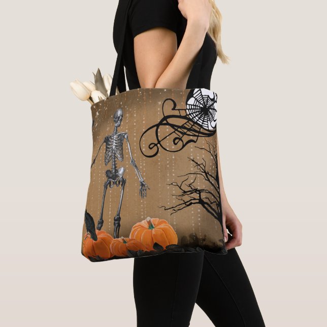 Tote Bag Skeleton Citrouille d'Halloween (De près)