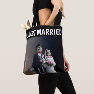 TOTE BAG SKELETON COUPLE JUSTE MARIÉ MARIAGE FOURRE-TOUT PU