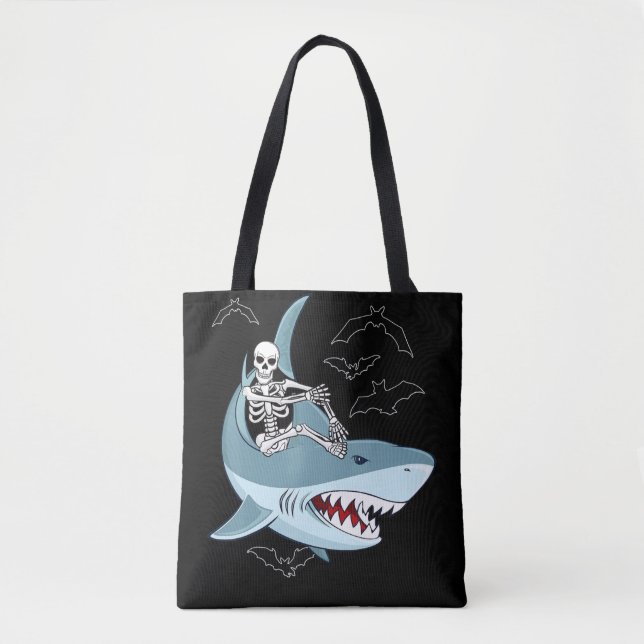 Tote Bag Skeleton équitation requin Drôle cadeaux d'Hallowe (Devant)