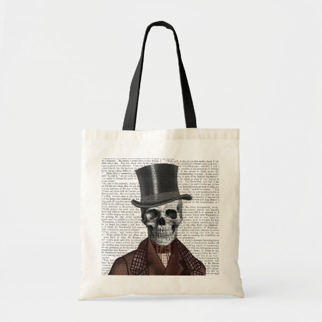Tote Bag Skeleton Gentleman et chapeau supérieur (Devant)