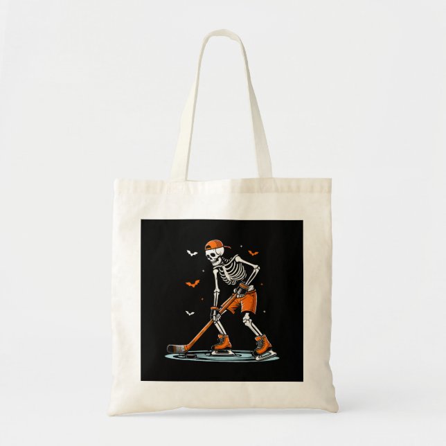 Tote Bag Skeleton Hockey sur glace Halloween garçons Drôle  (Devant)