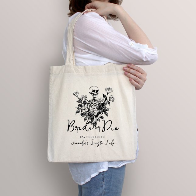 Tote Bag Skeleton Roses Bride or Die Bachelorette Party (Créateur téléchargé)