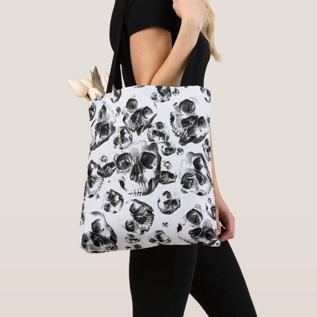Tote Bag Skeleton Skull Art Pattern (De près)