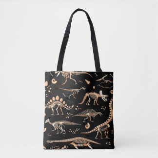 Tote Bag Skeletons de dinosaures et fossiles motif