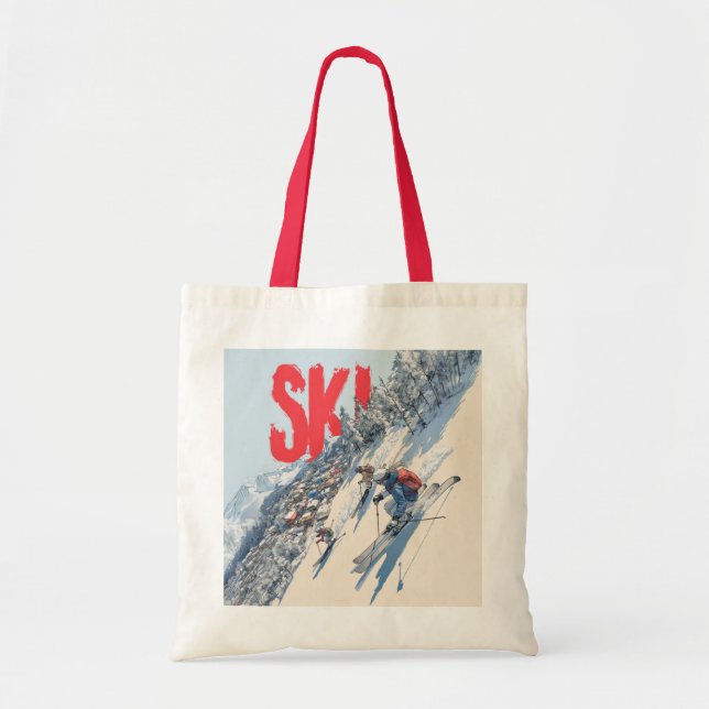 Tote Bag Ski Adventure on Mountain Slope (Devant)