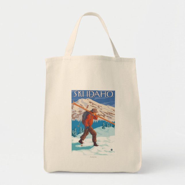 Tote Bag Skier Transportant Ski De Neige - Idaho (Devant)