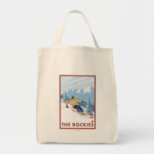 Tote Bag Skieur de neige de Downhhill - les Rocheuses