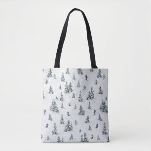 Tote Bag Skieurs alpins et yétis cachés - Ski alpin