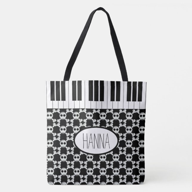 Tote Bag Skuls Crossbones et Touches de piano (Devant)