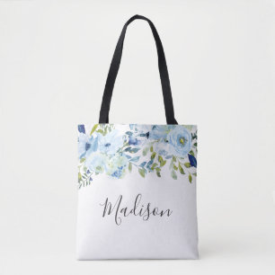 Tote Bag Sky Blue Watercolor Girls Nom Anniversaire Cadeau