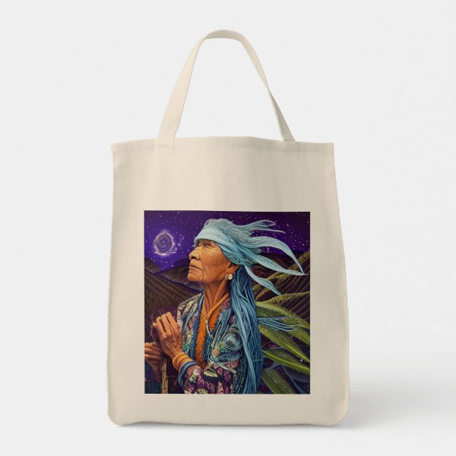 Tote Bag Sky Road Walker Native American Imaginaire Art (Dos)