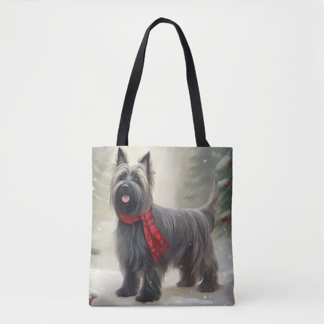 Tote Bag Skye Terrier Dog à Noël de neige (Devant)