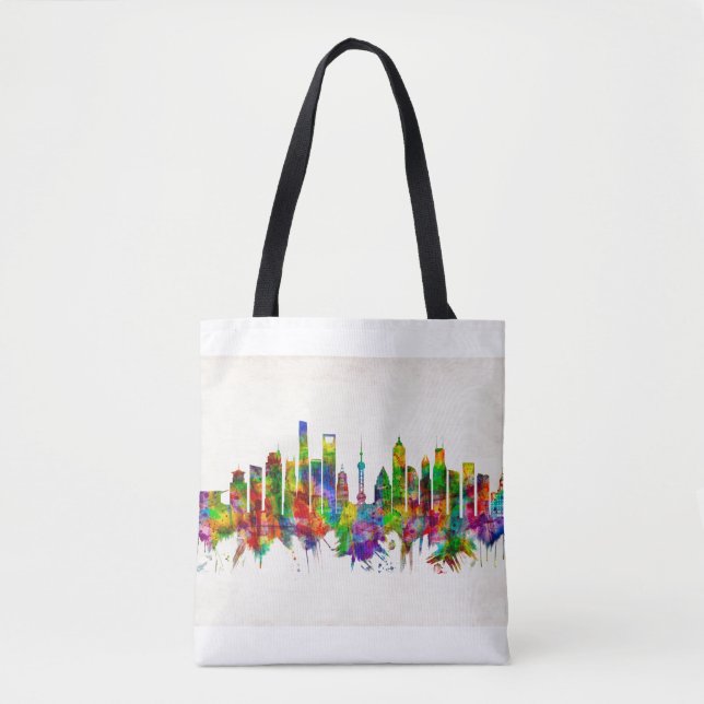 Tote Bag Skyline chinoise de Shanghai (Devant)