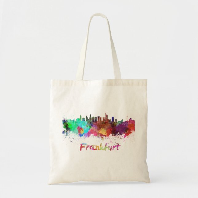Tote Bag Skyline de Francfort en aquarelle (Devant)