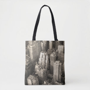 Tote Bag Skyline de Manhattan, aérien noir et blanc.