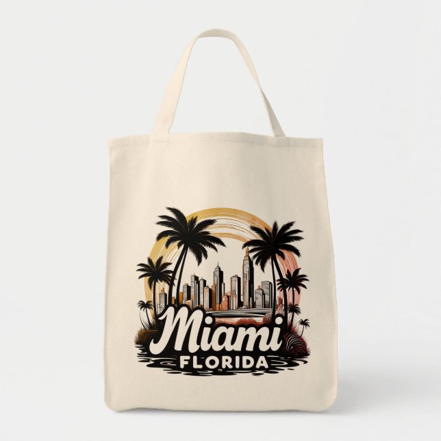 Tote Bag Skyline Miami City Floride (Devant)