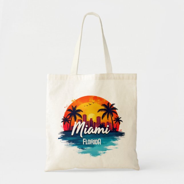 Tote Bag Skyline Miami City Floride (Devant)