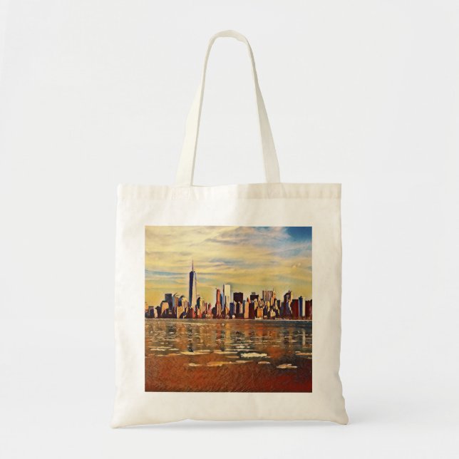 Tote Bag Skyline New York Abstrait (Devant)
