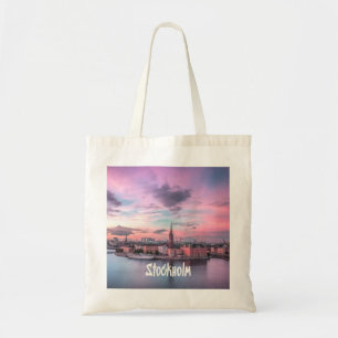 Tote Bag Skyline nocturne de la capitale suédoise, Stockho