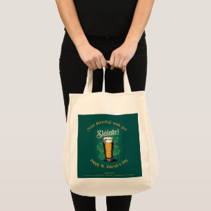 Tote Bag Slàinte ! Saint Patrick's Day Pint of Beer on Gree