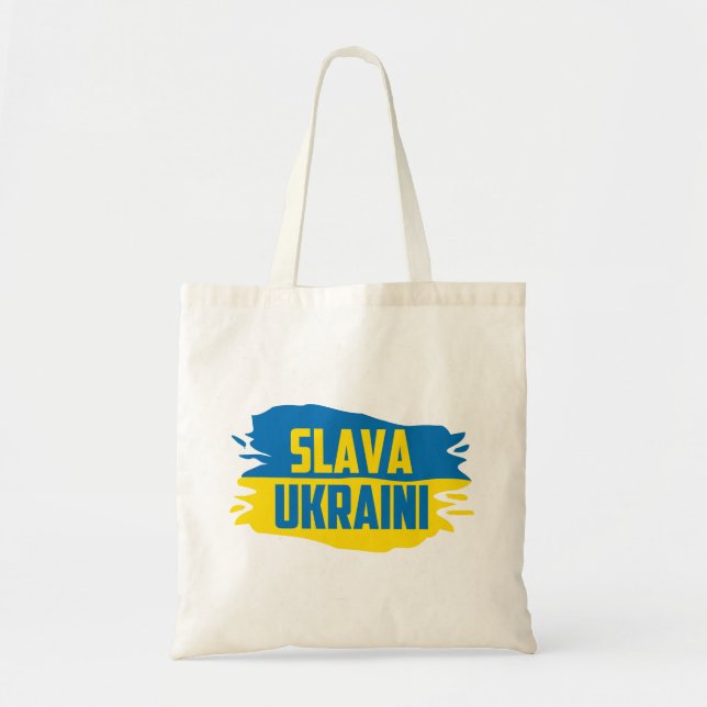 Tote Bag Slava Ukraini, gloire de l'Ukraine Budget Fourre-t (Devant)